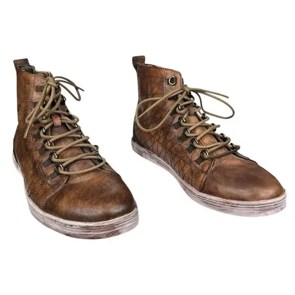 Bed Stu Men’s Raylan Hi Top Distressed Brown Chukka Boot Size US 10.5